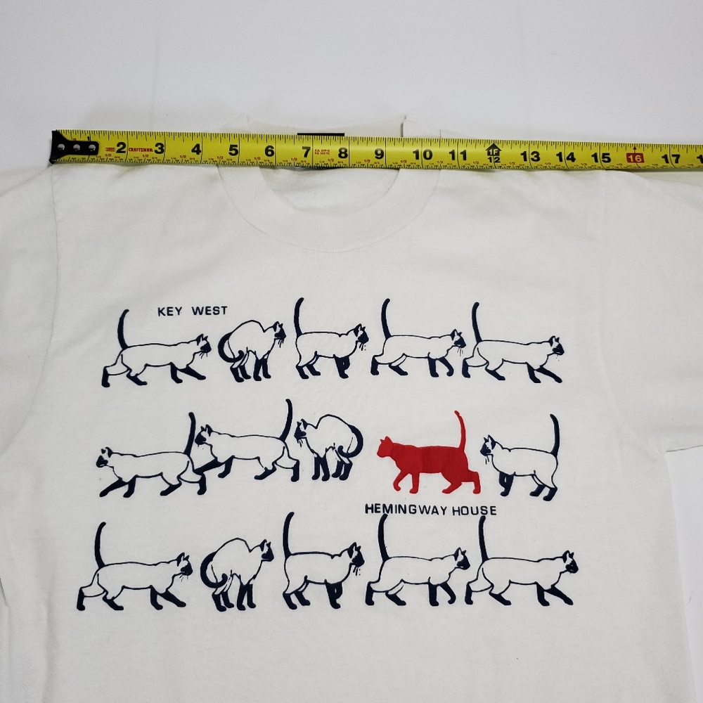 Vintage Hemingway House Key West Single Stitch Cat Graphic Short Sleeve T-shirt - Picture 11 of 12